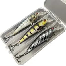 Kit Iscas Artificiais Pesca 3 Meia Água Minnow + Caixa Delicada Para Tucunaré Traíra Dourado 11cm 11,5g