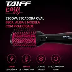 Escova Secadora Taiff Easy Oval 1200W 127V Seca Alisa Modela Preto Pink
