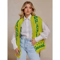 Cachecol Lenço do Brasil Unissex Tricô Copa do Mundo Torcedor Tricot Masculino Feminino Virginia