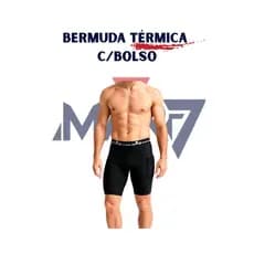 Bermuda Térmica Com Bolso bermuda masculina adulto Suplex Proteção uv 50+  ciclismo corridas natação Short