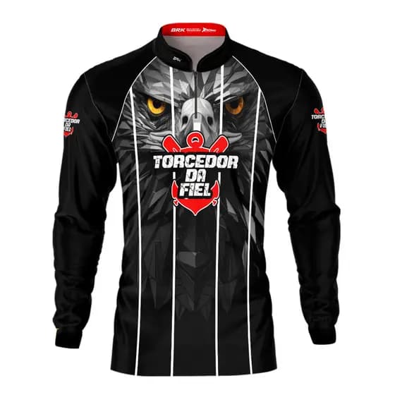 Camisa Time Gaviões da Fiel Futebol Brasileiro Brk Preto Térmica Jogo Estádio Uv50+