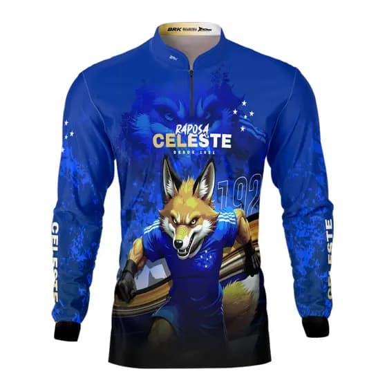 Camiseta de Time Futebol Azul Premium Brk Time Mineiro Raposa Estádio Uv+