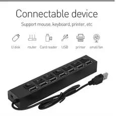 Adaptador Usb  Expansor Pc Acessórios7 entrada  Usb Hub 2.0 Multi Usb Tomada Adaptador Extensor 7 portas