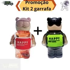 Kit 2 Garrafas de Água Plástica Infantil Resistente Com Alça E Canudo 800ml Urso Astronauta