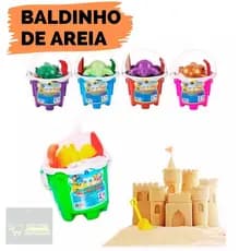 Baldinho de Praia Infantil Kit Castelinho Areia Brinquedo Para Criança Kit Balde de Praia
