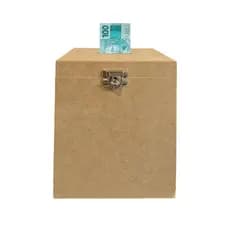 CAIXA URNA COFRE COM FECHO CADEADO  23X23X26CM MDF