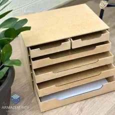 Gaveteiro p/ Folhas Sulfite A4 c/ 6 Gavetas em mdf Material p/ Escritório Suporte  Monitor