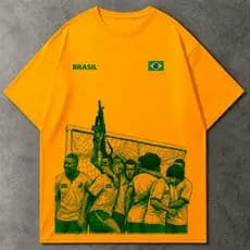 Camiseta Seleção Brasileira com Frase Camisa Streetwear Copa de Cria Algodão Casual