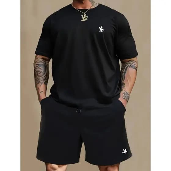 Kit Masculino Básico Conjunto Camiseta E Bermuda Camisa Algodão Short Moletom