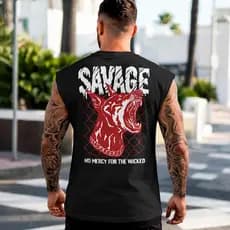 Camiseta Regata Machão Masculina 100% Algodão Estampa Cachorro Savage Dog Academia Street