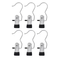 Kit 6 Cabides Prendedor Metal Cromado Organizador Roupa Premium Gancho