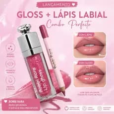 Kit Gloss + Lápis Labial  Alto Brilho, Alta Pigmentação, Alta Definição e Longa Duração