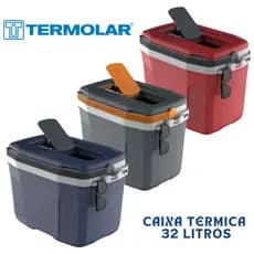Caixa Térmica Cooler C/alça Praia Pesca Camping Azul Vermelha Cinza 32 Litros Termolar