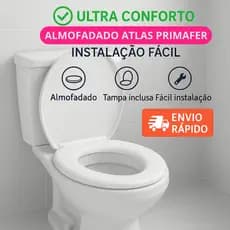 Assento Tampa Sanitário Vaso Oval Almofadado Atlas Primafer Branco