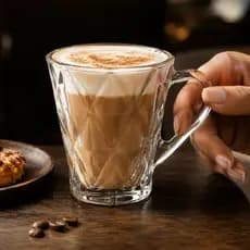 Jogo Kit 6 Xícaras Vidro Diamond Diamante Chá Café Caneca 180ml/210ml Resistente Premium Luxo