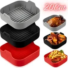 Forma de Silicone 20Cm Para AirFryer Grande Cesto Fritadeira Elétrica Assadeira Air Fryer bandeja