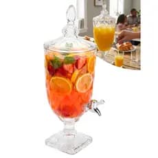 Suqueira Dispenser De Vidro 5l Diamond Transparente Luxo Com Torneira Buffet Eventos Diamante Bebida