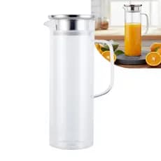 Jarra de Vidro 1L Elegante Tampa Inox p/ Sucos Água Chás Design Moderno Resistente Cozinha
