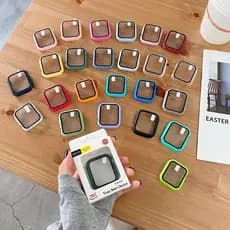 Apple Watch Capa case Bumper C/ Vidro 3d Temperado compatível smartwatch mesmo tanmanha 38/40/42/44mm Acrílico película