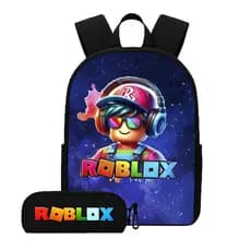 Kit Mochila e Estojo Roblox Infantil Para Uso Escolar Diário