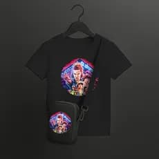Kit Infantil Camiseta e Bag Stranger Things Visual Geek Moderno Alta Qualidade