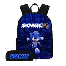 Kit Mochila e Estojo Sonic Infantil Para Uso Escolar Diário