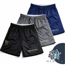 Kit Com 3 Short Dry Fit Premium ULTRA CONFORT M0NSTER Bermuda Masculina Esportiva MEDUSA 02