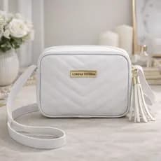 Bolsa Feminina Transversal Estruturada com Bordado Matelassê