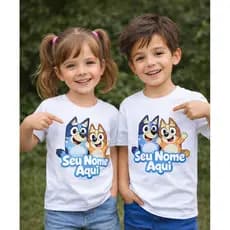 CAMISETA BLUEY E BINGO PERSONALIZADAS, camiseta menino, camiseta menina, infantil, desenho animado
