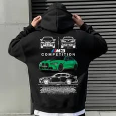 Moletom Com Capote 100% Algodão Flanelado Estampa Esportiva Carro Luxo BMW Competition Unissex