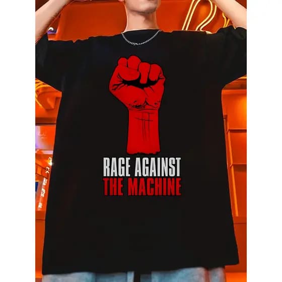 Camiseta Unissex Oversized Plus Size Feminina Masculina Premium Plus size Estampa Rage Against the Machine Básica  100%