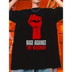 Camiseta Unissex Oversized Plus Size Feminina Masculina Premium Plus size Estampa Rage Against the Machine Básica  100%