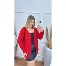Casaco Cardigan Feminino Tricot Aberto Básico Manga Longa de Lã Moda Outono/Inverno suéter de tricô.