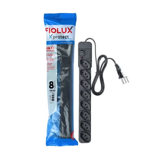 Filtro De Linha 8 Tomadas Cabo 1 Metro Fiolux Protect Cor Preto