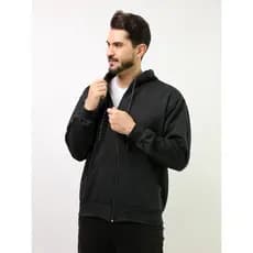 Blusa de Frio Moletom Unisex Lisa Com Capuz Zíper Bolsa Inverno