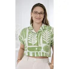 Blusa Semi Cropped Feminina Manga Curta Estampada Casual Várias Estampas
