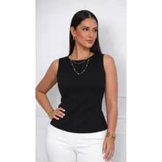 Blusa Regata Feminina Social Sem Manga Com Laço Nas Costas Várias Cores