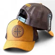bone chapeu country medalha de sao bento modelo trucker americano com tela