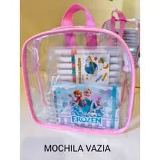 kit 30 mochila infantil cristal praia - viagens
