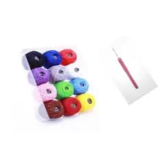 Kit Com 12 Linha de Croche + 1 Agulhas de 2mm