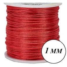 Fio De Seda 1.0 Mm - Cordão Rabo De Rato -Rolo Com 100 Metros Cor Vermelho