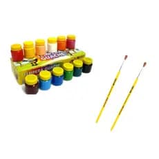 Tinta Tempera Guache Acrilex 12 Cores 15 Ml + 2 Pincel Para Pintura