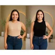 Blusas Regata Feminina Canelada Algodão  Premium – Básica Social forro duplo no busto unidade e Kit