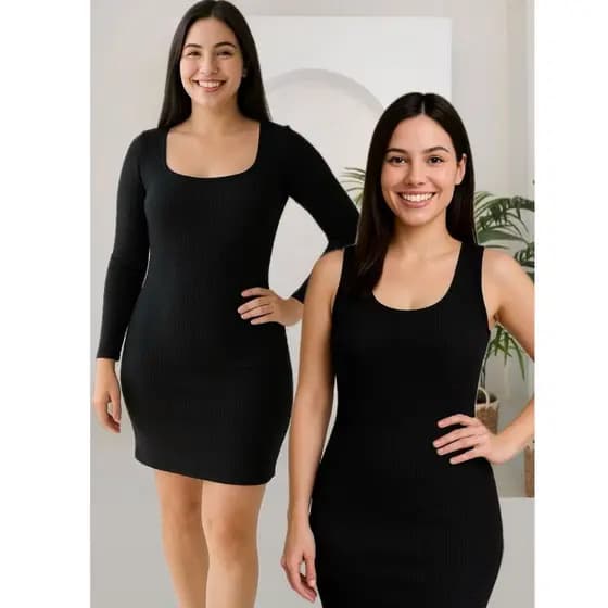 Vestido Tubinho Canelado Feminino Premium  Moderna e Mais Vendida-Com forro no busto Unidade e kit