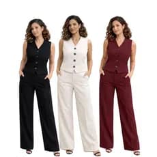Conjunto feminino Alfaiataria Calça + Colete Social elegante Escritório Casual Evento Culto Trabalho