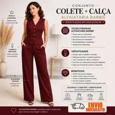 Conjunto na Alfaiataria calça + colete Feminino Elegante para Trabalho social casual