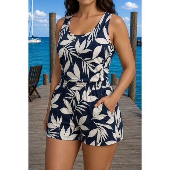 Conjunto Body Maio Short Cintura alta Suplex Feminino estampado/Liso VerãoTendêcia  Moda Praia