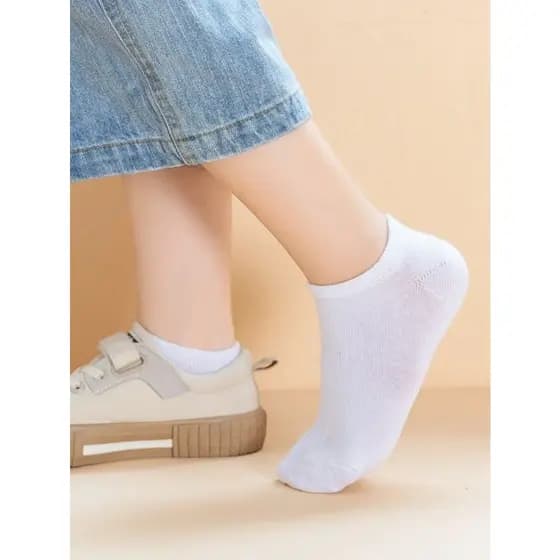 Kit 6 Pares Meia Infantil Cano Curto Branco Menino Menina 2-4 4-6