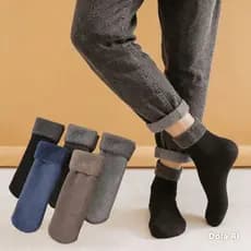 Meia Térmica Masculina Cor Sólida - Espessa e Aquecida para Inverno 40-46