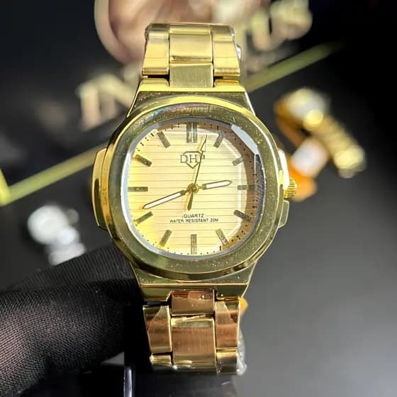 Relógio Masculino e Feminino Dourado DHP Golden Executive  Modelo DHP-GX01 Aço Inox Quartz Original Resistente à Água